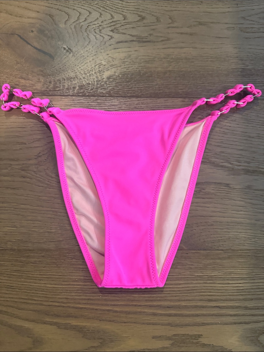 Victoria's Secret Hot Pink Bikini Bottom with Braided Side Straps